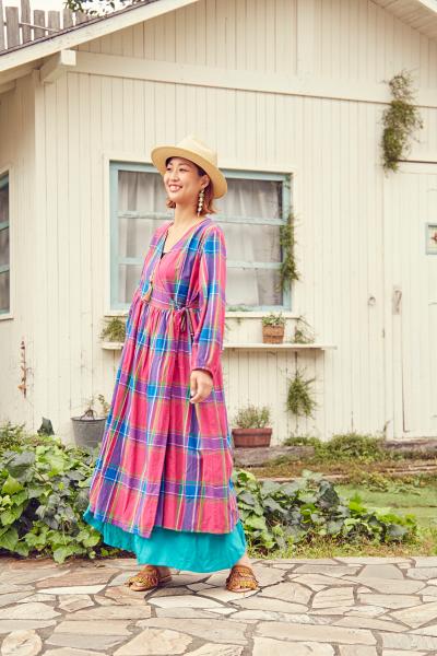 チャイハネのチェック柄カシュクールワンピースを使ったコーディネート Rakuten Fashion 楽天ファッション 旧楽天ブランドアベニュー