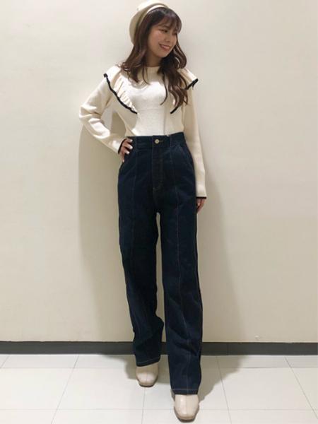 Ingniの12g配色フリルニットを使ったコーディネート Rakuten Fashion 楽天ファッション 旧楽天ブランドアベニュー