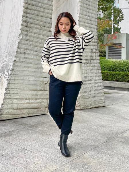 Indiviの Otonamuse 12月号掲載商品 佐田真由美さん着用 カシミヤ混ハイネックニットプルオーバーを使ったコーディネート Rakuten Fashion 楽天ファッション 旧楽天ブランドアベニュー
