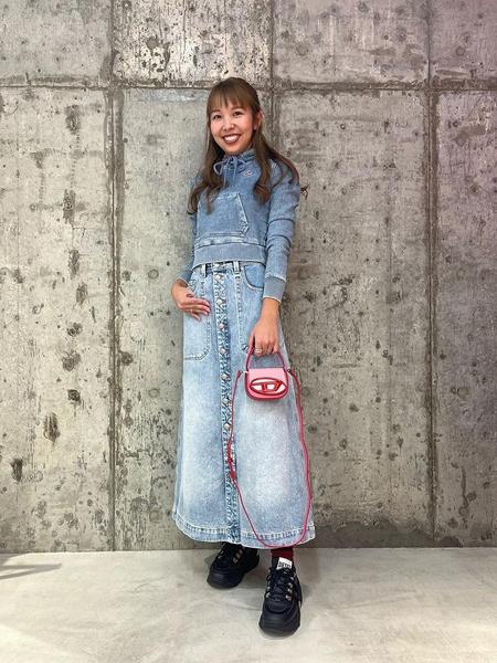 DIESELのSS23 レディース スウェット パーカートラックデニムを使った