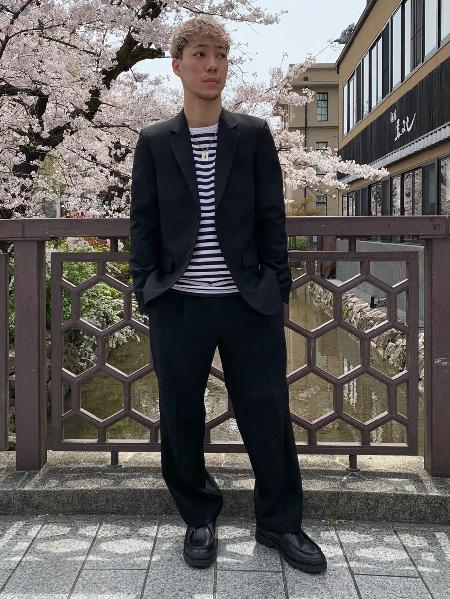 agnes b. | メンズ 細ボーダー コットン 長袖 Tシャツ 