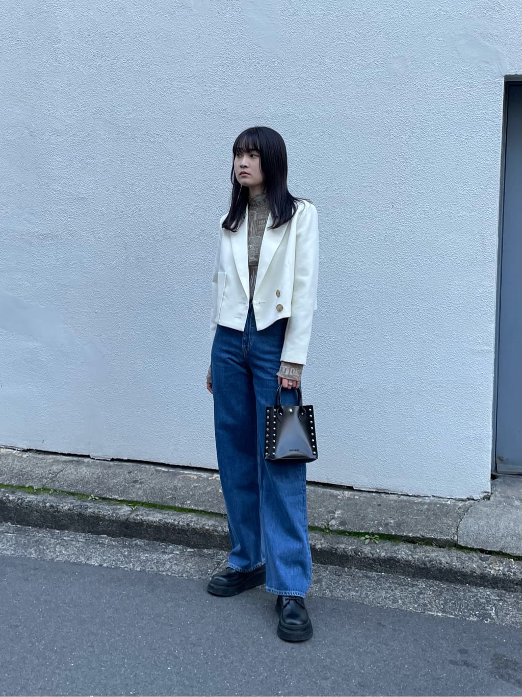 moussyのCROPPED DOUBLE ジャケットを使ったコーディネート | Rakuten