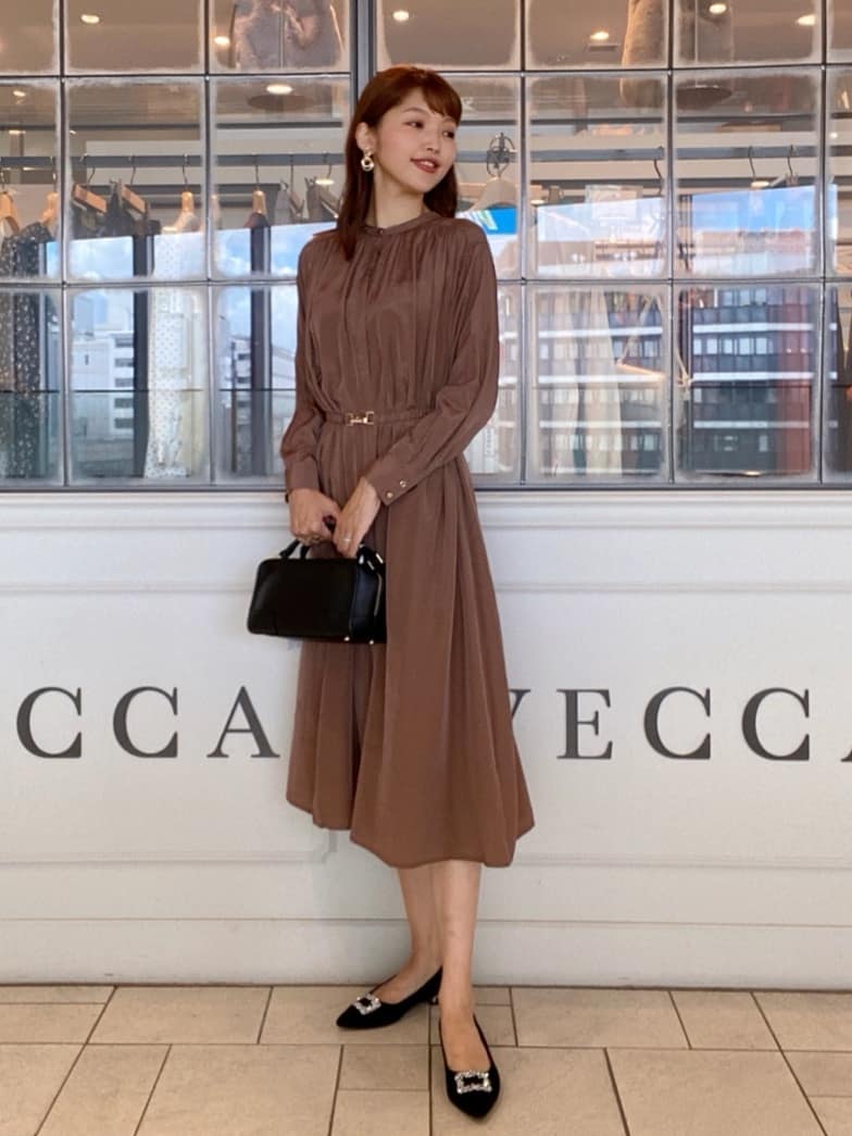 Yecca Veccaのベルト付きギャザーワンピースを使ったコーディネート Rakuten Fashion 楽天ファッション 旧楽天ブランドアベニュー
