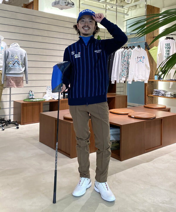 BEAMS GOLFのBEAMS GOLF PURPLE LABEL / タラッティ 裏付き ストライプ ニットを使ったコーディネート |  Rakuten Fashion(楽天ファッション／旧楽天ブランドアベニュー)1841831