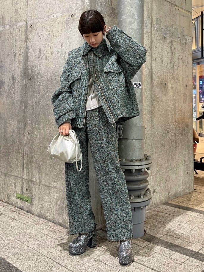 MAISON SPECIAL カラーツイードブルゾン MAISON SPECIALのカラーツイードブルゾンを使ったコーディネート