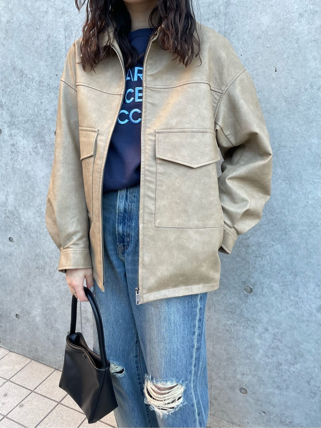 moussyのFAUX LEATHER BIG ジャケットを使ったコーディネート