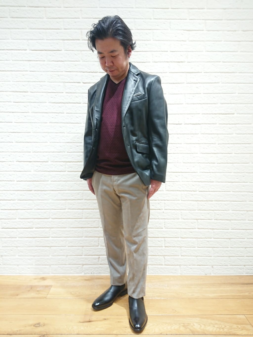 MEN'S BIGIのクロームタンニングレザージャケットを使ったコーディネートを紹介します。｜Rakuten Fashion(楽天ファッション／旧楽天ブランドアベニュー)2152388