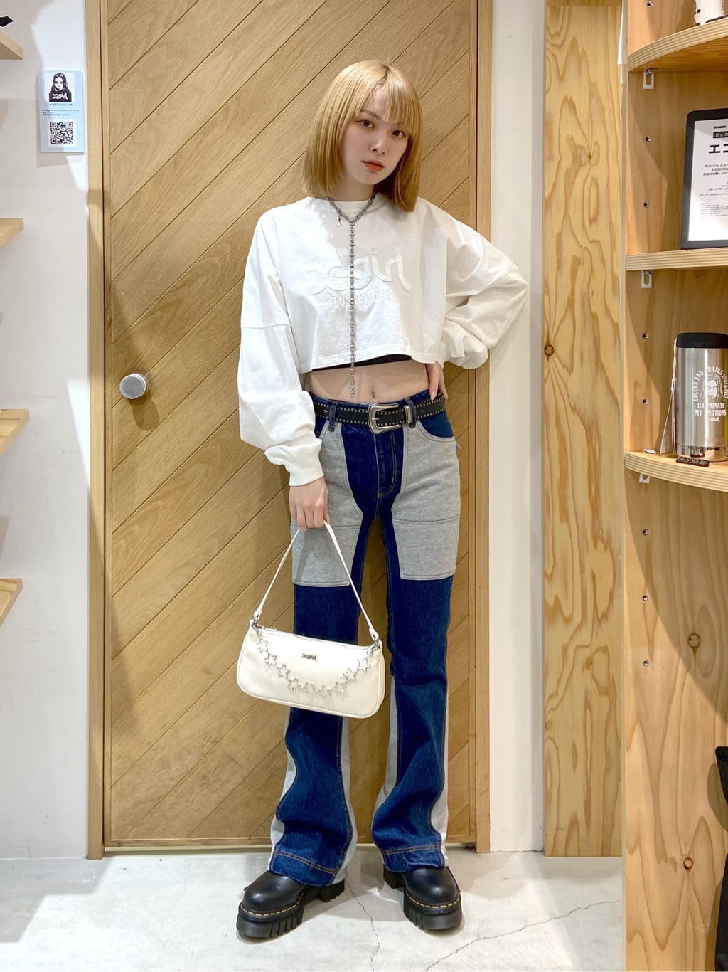 X-girlのJERSEY WOVEN MIX PANTS パンツ X-girlを使ったコーディネート