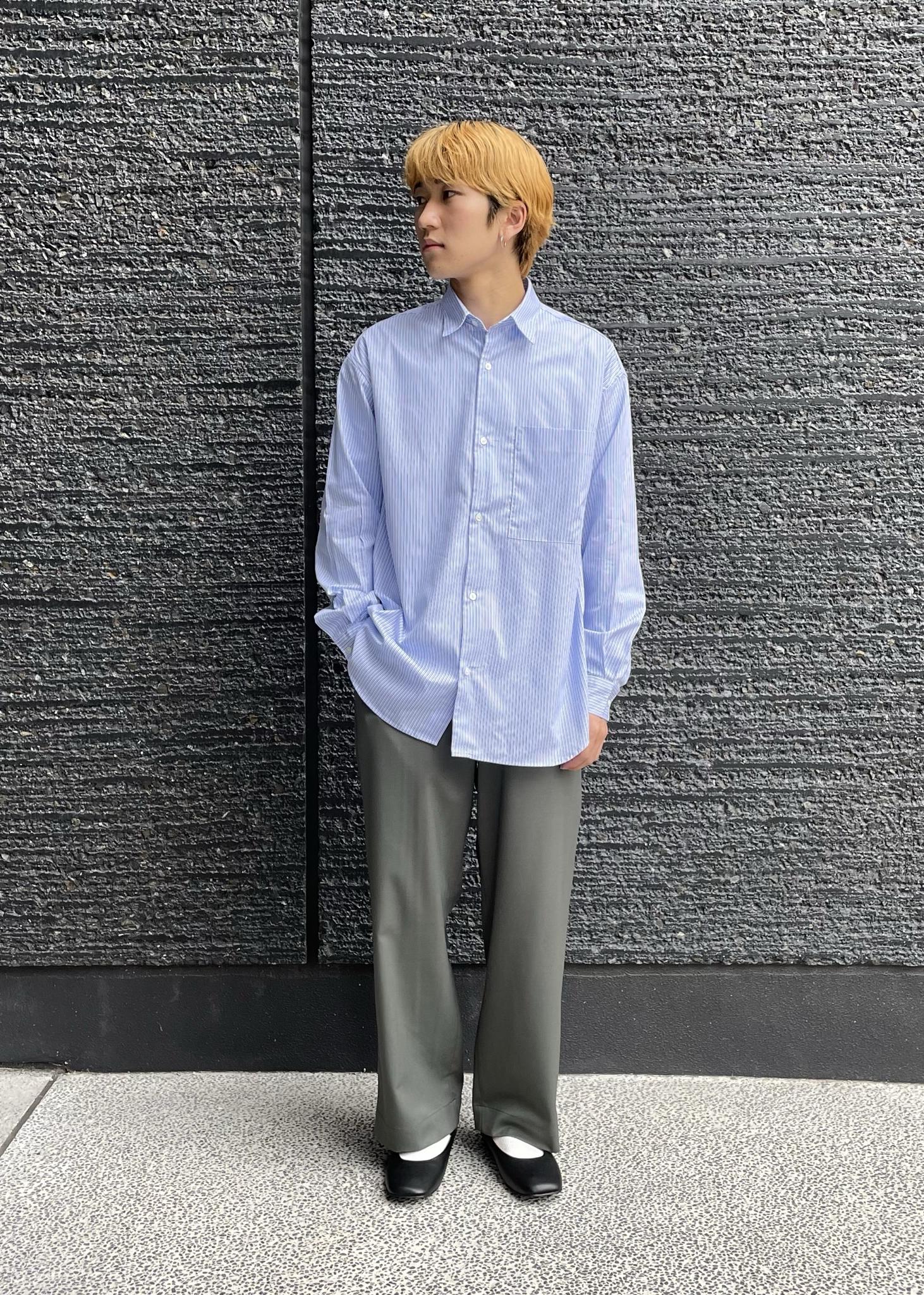 ADAM ET ROPE'のストライプ ビッグシルエット レギュラーカラーシャツ ...