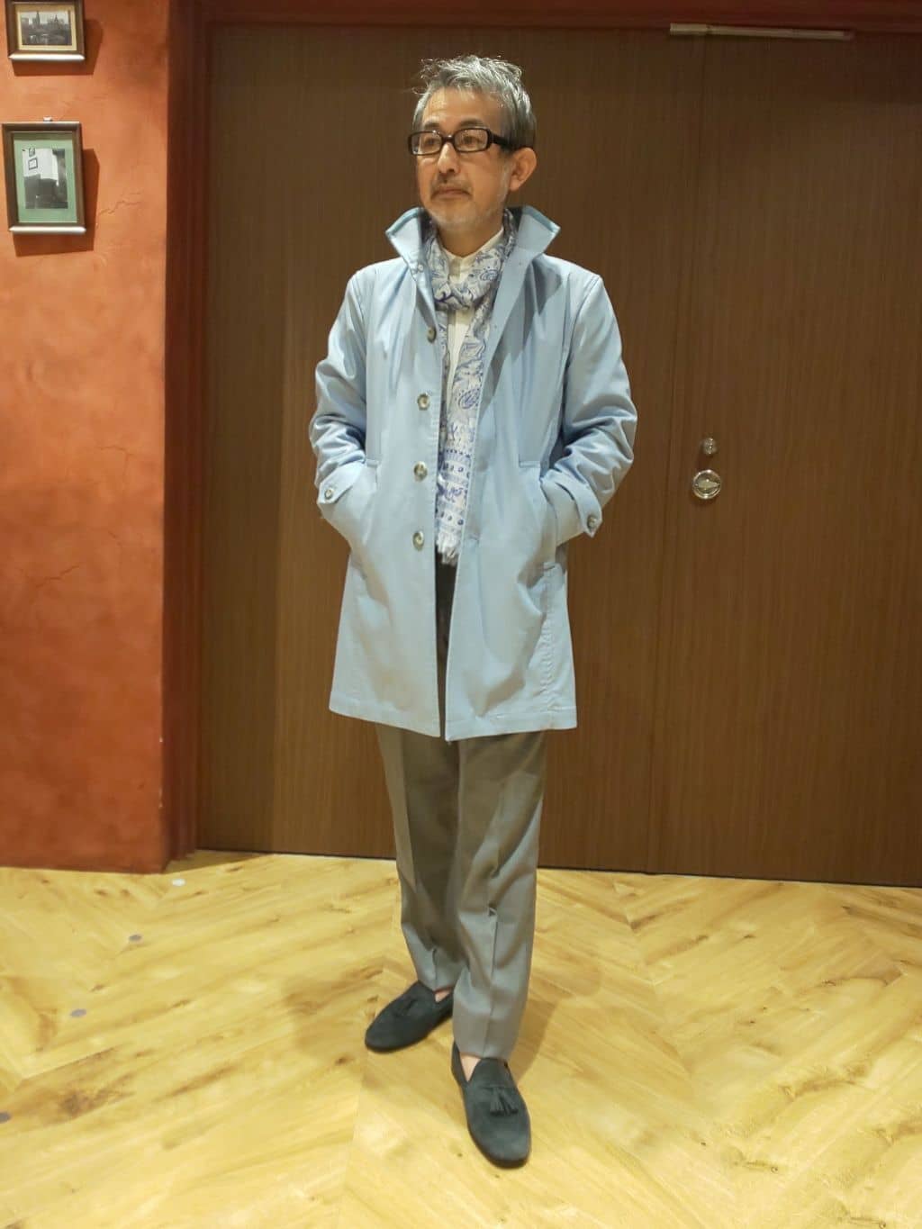 MEN'S BIGIのコットンポリエステルストレッチドビースタンドカラーコートを使ったコーディネートを紹介します。｜Rakuten Fashion(楽天ファッション／旧楽天ブランドアベニュー)2272995