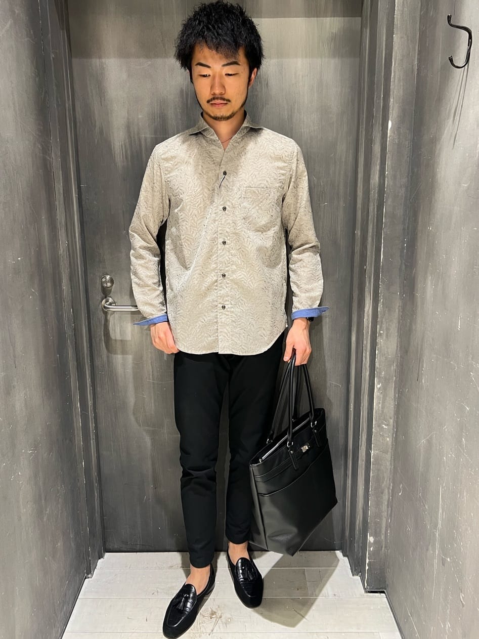 MEN'S BIGIのリネンライクエアリージャガードカッタウェイカラーシャツを使ったコーディネートを紹介します。｜Rakuten Fashion(楽天ファッション／旧楽天ブランドアベニュー)2276284