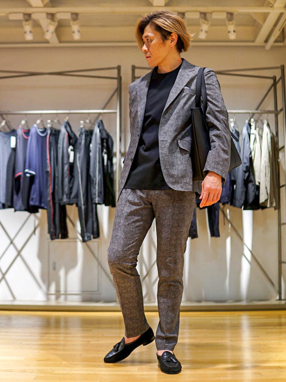 MEN'S BIGIの【ACTIVE TAILOR】COOL DOTSメランジプリントジャケット