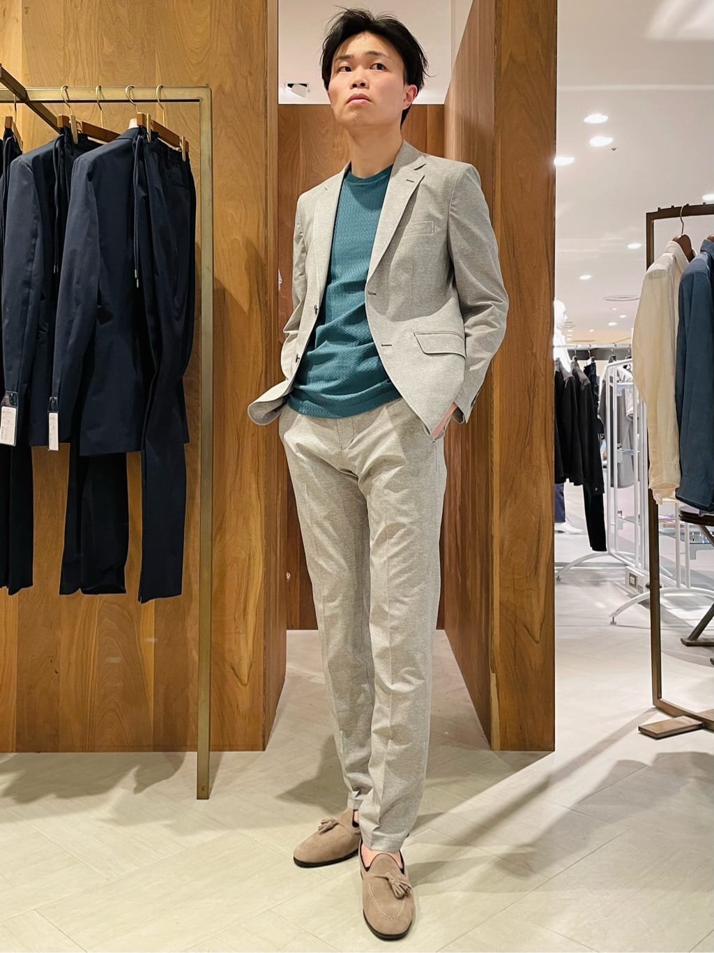 MEN'S BIGIの【ACTIVE TAILOR】COOL DOTSメランジプリントジャケット