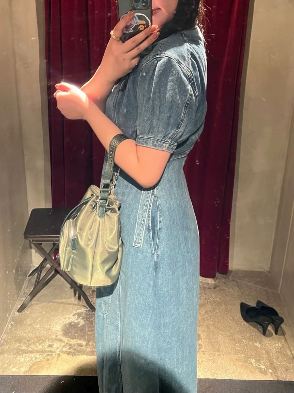 moussyのPUFF SLEEVE DENIM ドレスを使ったコーディネート | Rakuten