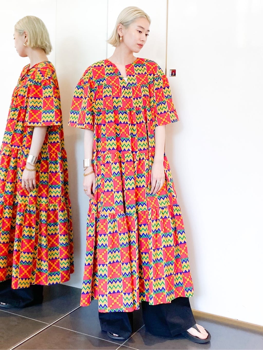 CITYSHOPのAFRICAN WAX PRINT DRESS:ワンピースを使ったコーディネート