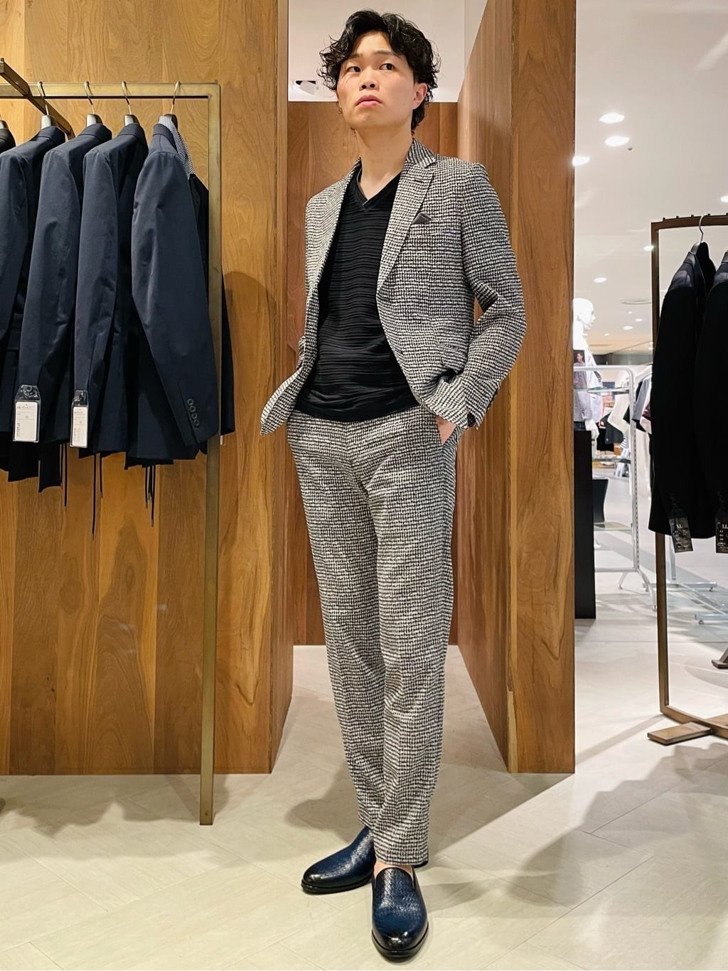 MEN'S BIGIの【ACTIVE TAILOR】3Dサッカープリントテーラード