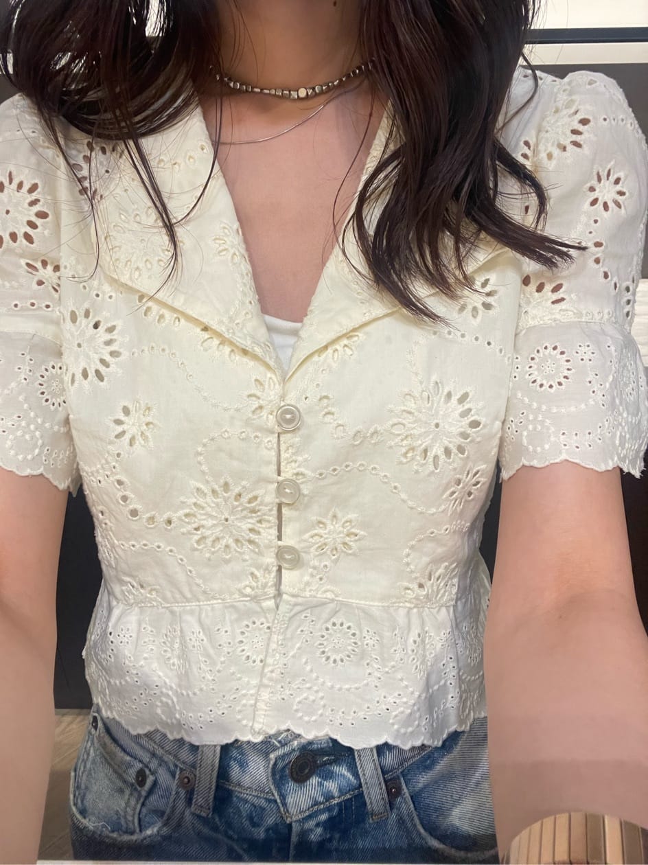 MOUSSY MOUSSY EMBROIDED LACE ブラウス-