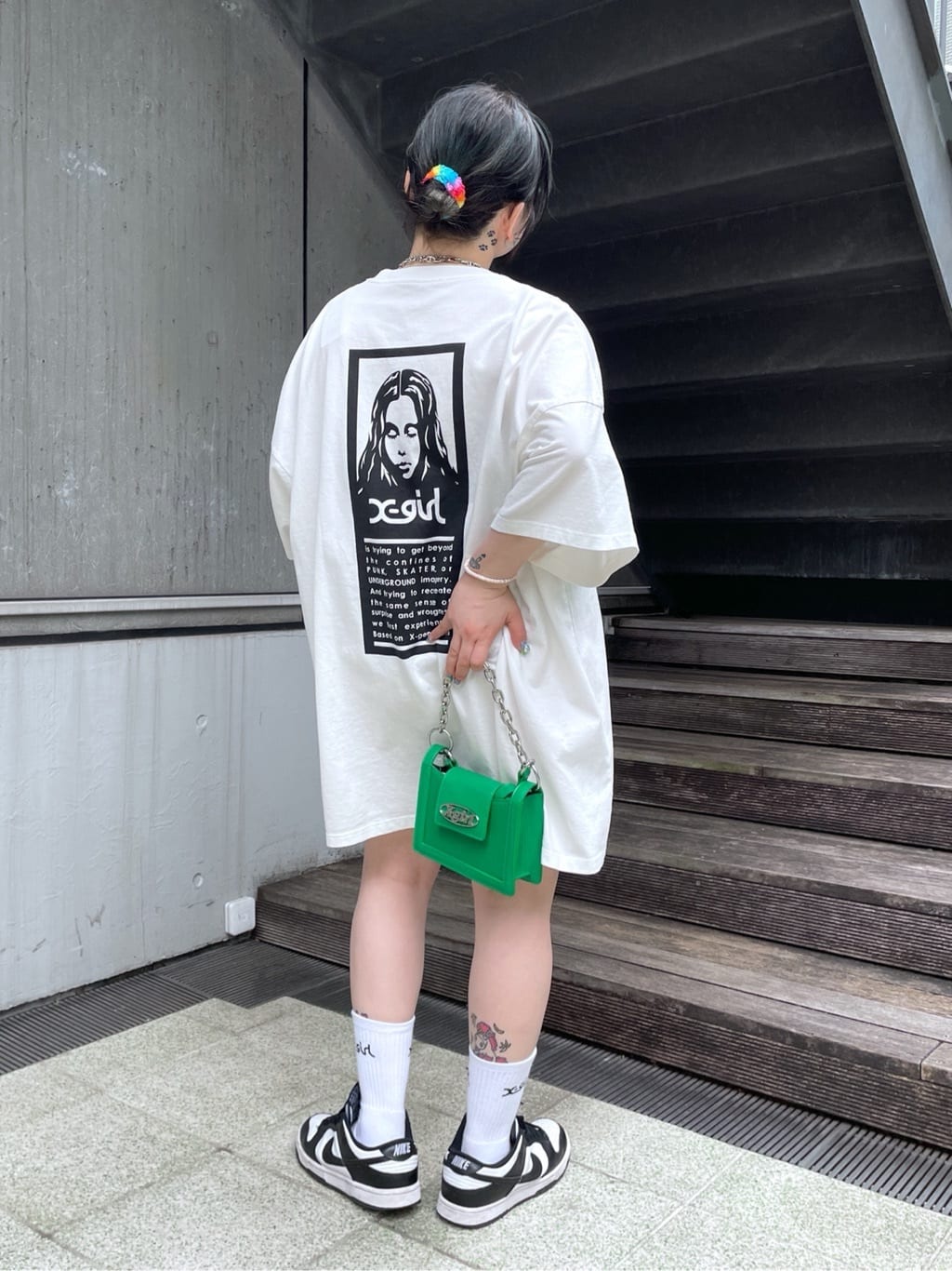 X-girlのWORDS FACE S/S BIG TEE DRESS X-girlを使ったコーディネート