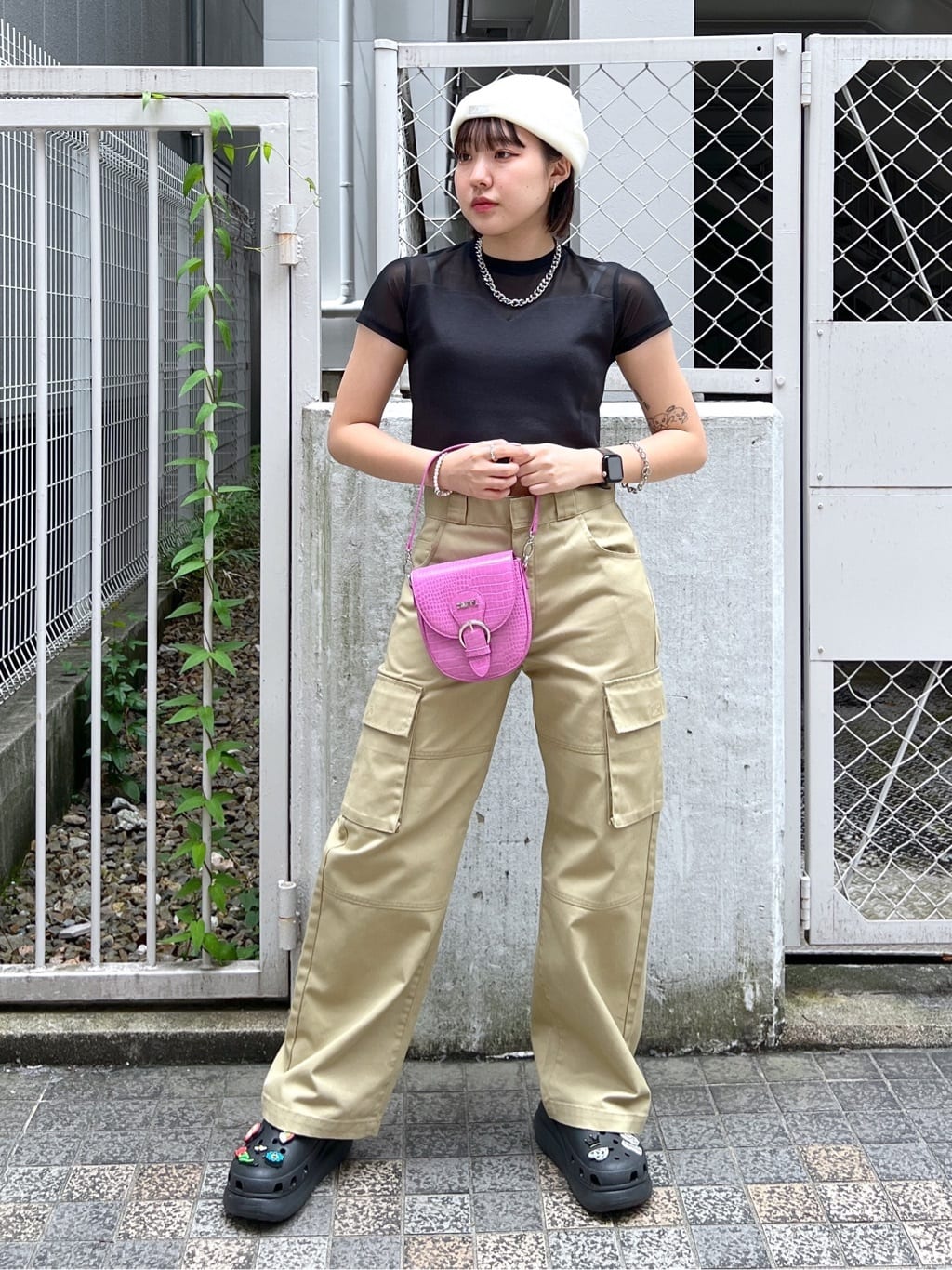 X-girlのWIDE LEG CHINO PANTS チノパン X-girlを使ったコーディネート