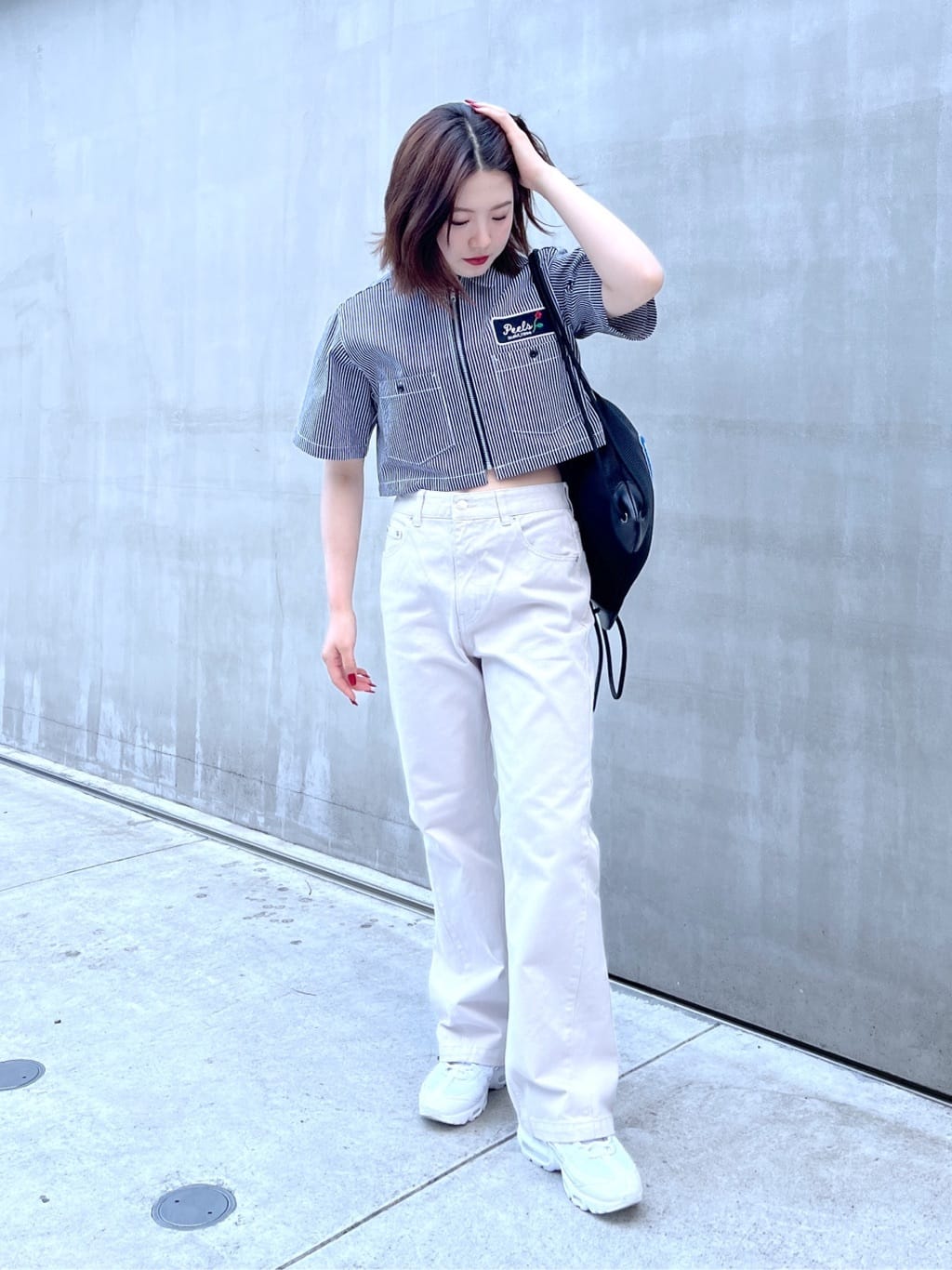 X-girlのX-girl×PEELS ZIP UP CROPPED SHIRT シャツ X-girlを使った