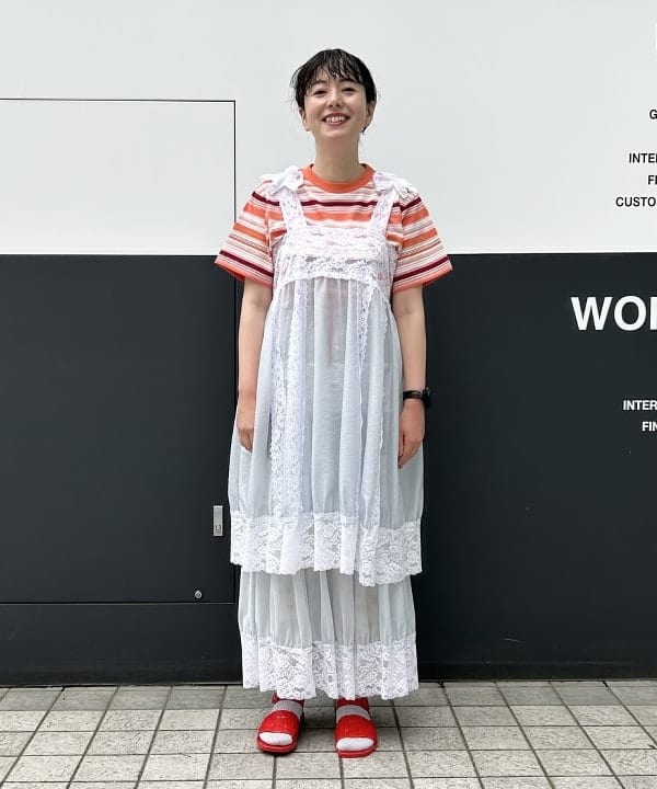 ワンピース MIYAO × Ray BEAMS / 別注 ショルダー フリル ワンピース