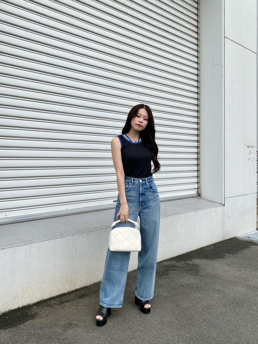 AZUL by moussyのAZUL DENIM/ハイウエストワイドデニムを使ったコーディネート | Rakuten  Fashion(楽天ファッション／旧楽天ブランドアベニュー)2687959