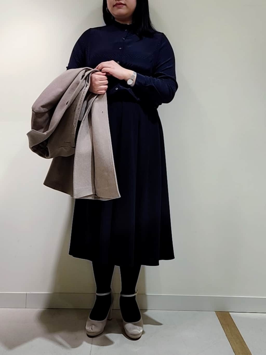 NEWYORKERのポリダブルクロス タックフレアスカートを使ったコーディネートを紹介します。｜Rakuten Fashion(楽天ファッション／旧楽天ブランドアベニュー)2700709