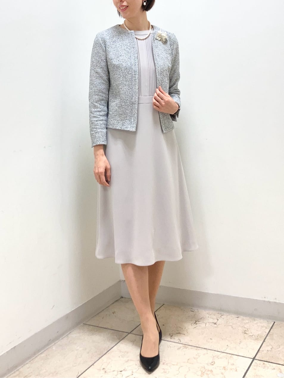 NEWYORKERのインレイツィード ノーカラージャケットを使ったコーディネートを紹介します。｜Rakuten Fashion(楽天ファッション／旧楽天ブランドアベニュー)2700773