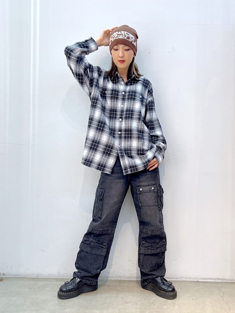 X-girlのFACE FLANNEL SHIRT Tシャツ X-girlを使ったコーディネート