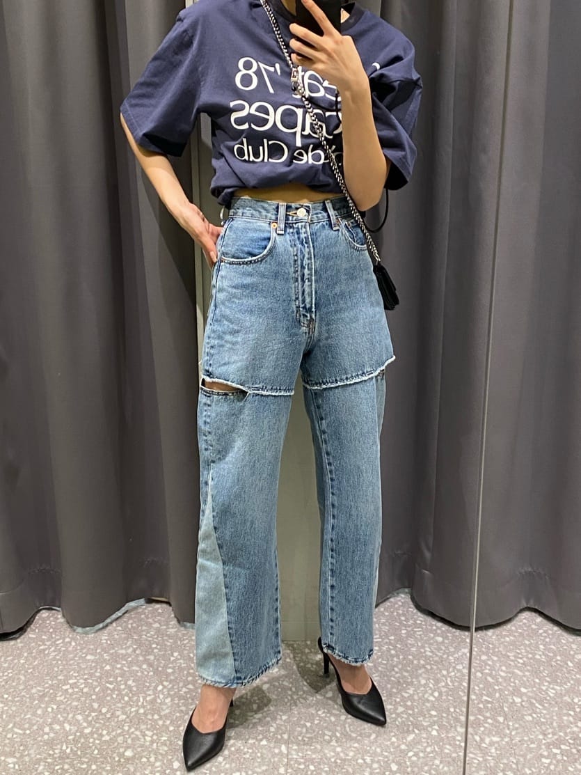 moussyのCUT OUT WIDE STRAIGHTを使ったコーディネート | Rakuten