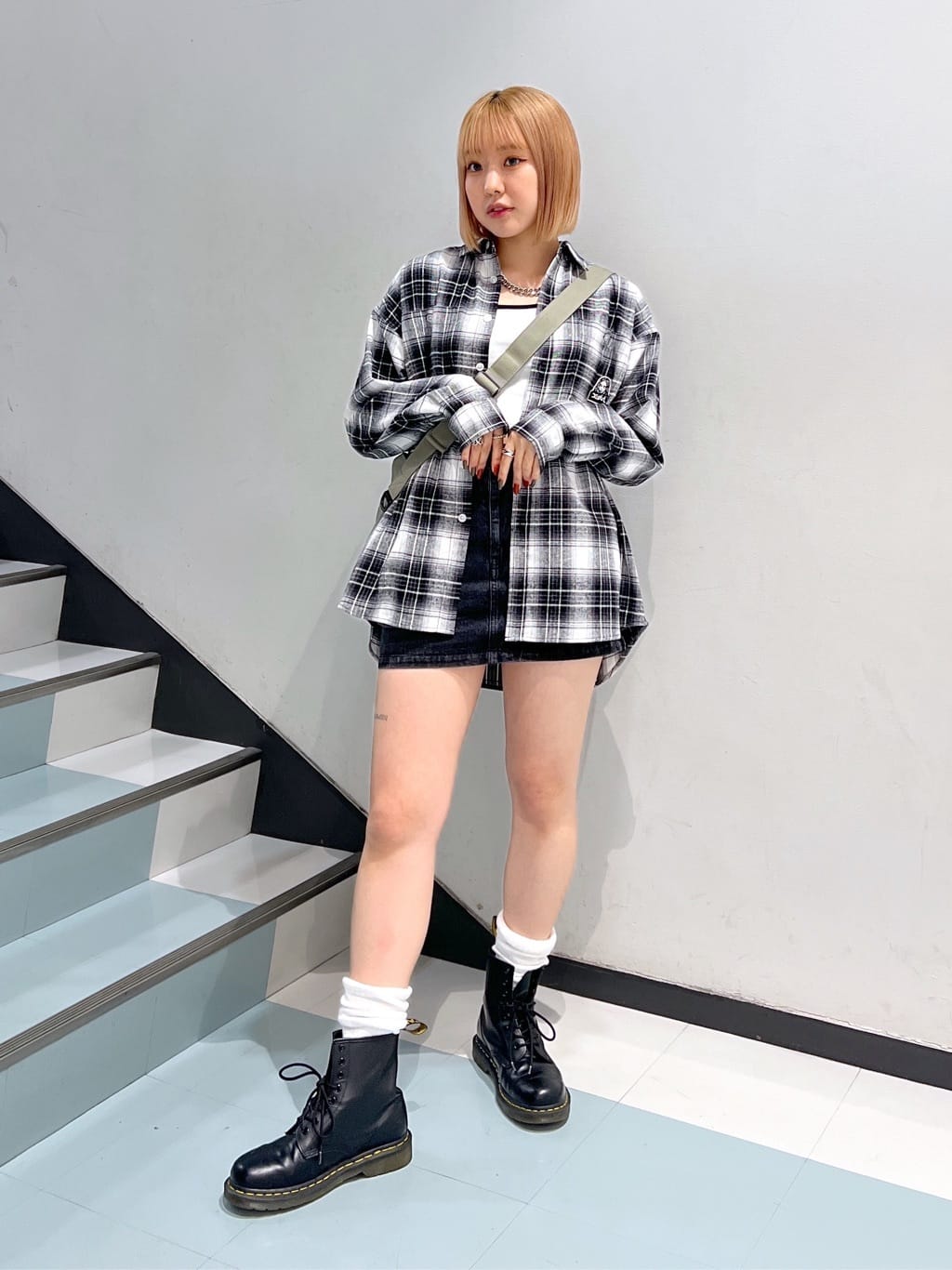 X-girlのFACE FLANNEL SHIRT Tシャツ X-girlを使ったコーディネート