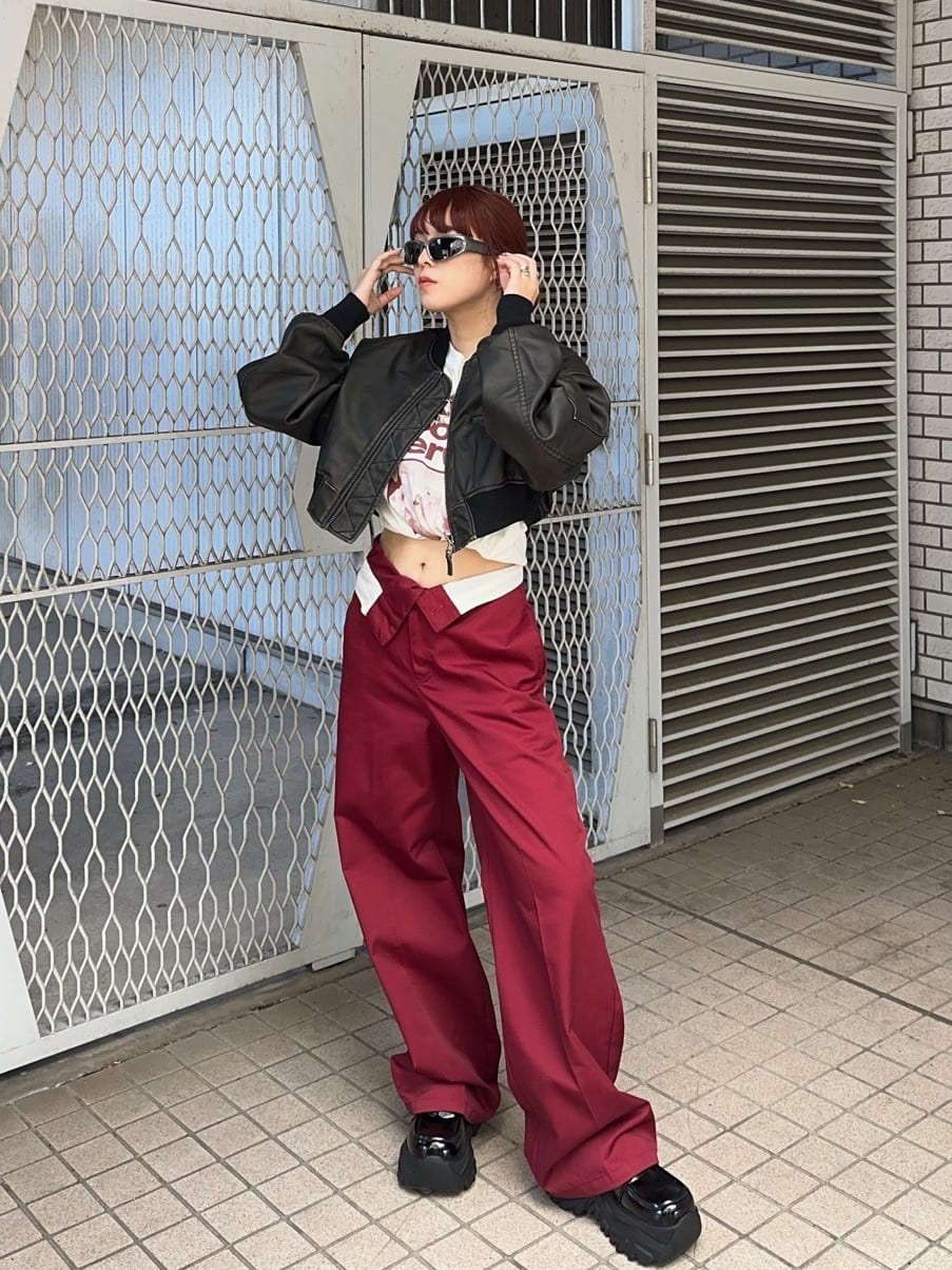 SLYのVINTAGE F/LEATHER CROP ブルゾンを使ったコーディネート