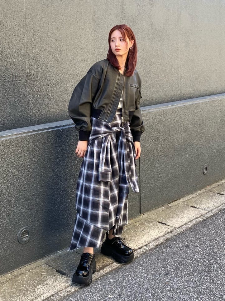 SLYのVINTAGE F/LEATHER CROP ブルゾンを使ったコーディネート