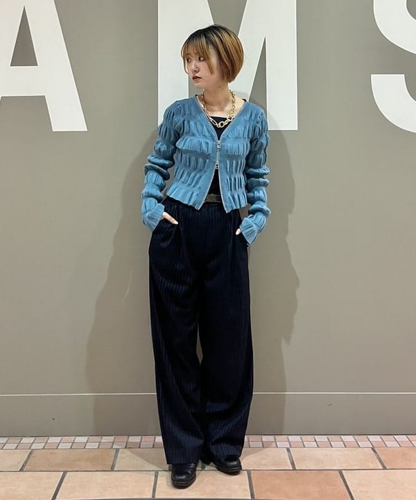 BEAMS WOMENのRay BEAMS / シャーリング ジップ カーディガン 先取り