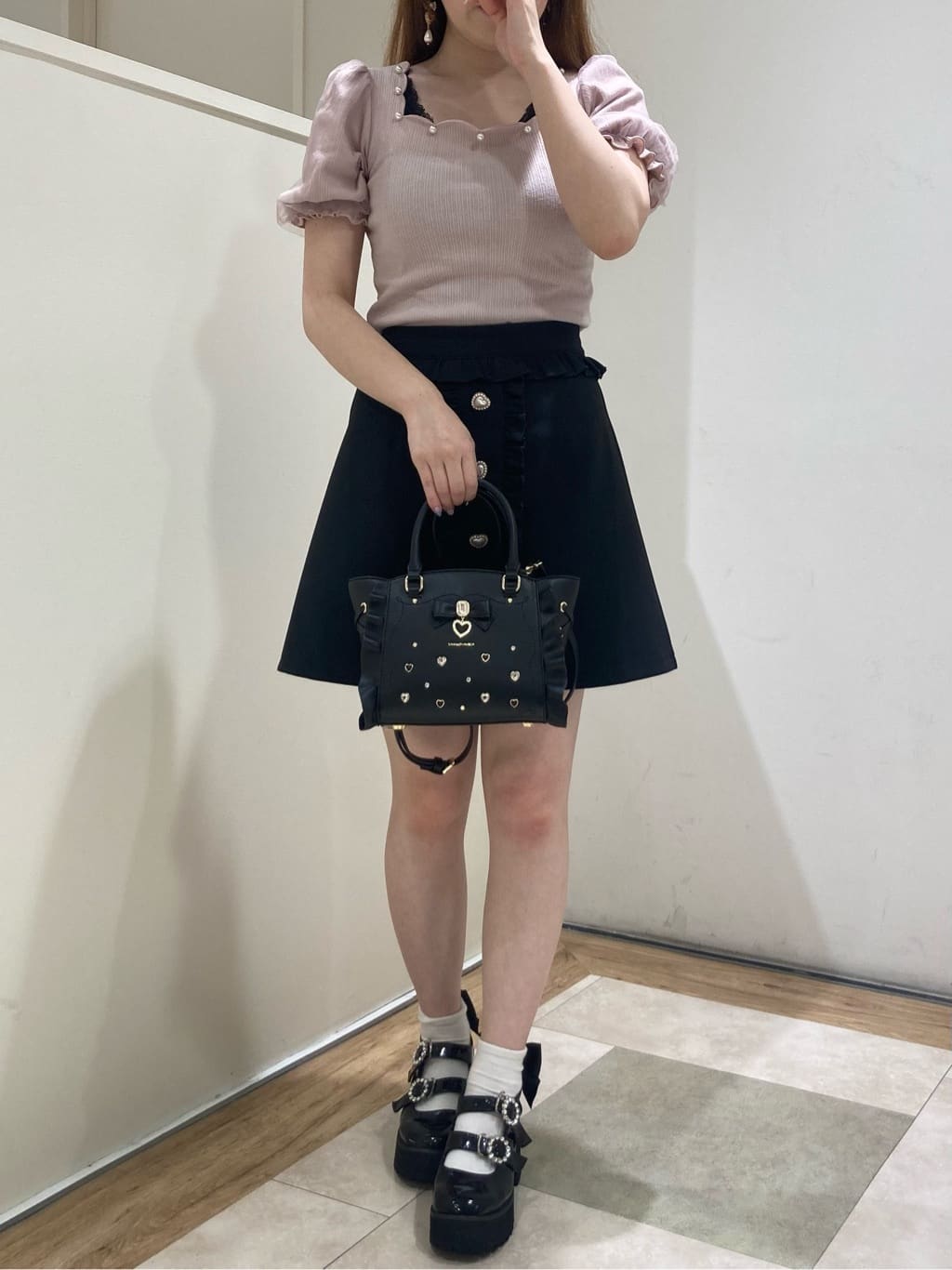 Samantha Vega サイドレースアップリボンビジューミニフラッター