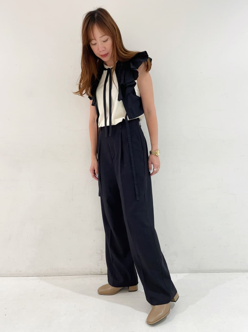 ESPERANZAのスクエアトゥストレッチヒールショートブーツを使ったコーディネートを紹介します。｜Rakuten Fashion(楽天ファッション／旧楽天ブランドアベニュー)2955398