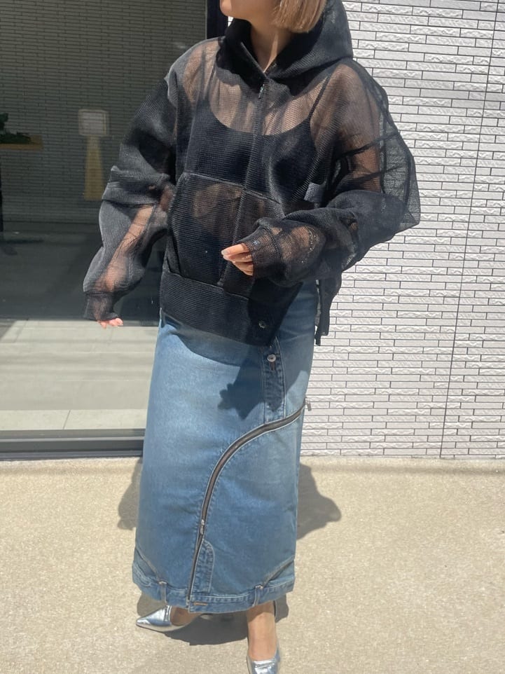 PRANK PROJECT ダブルフェイスメッシュオーバーフーディブラック