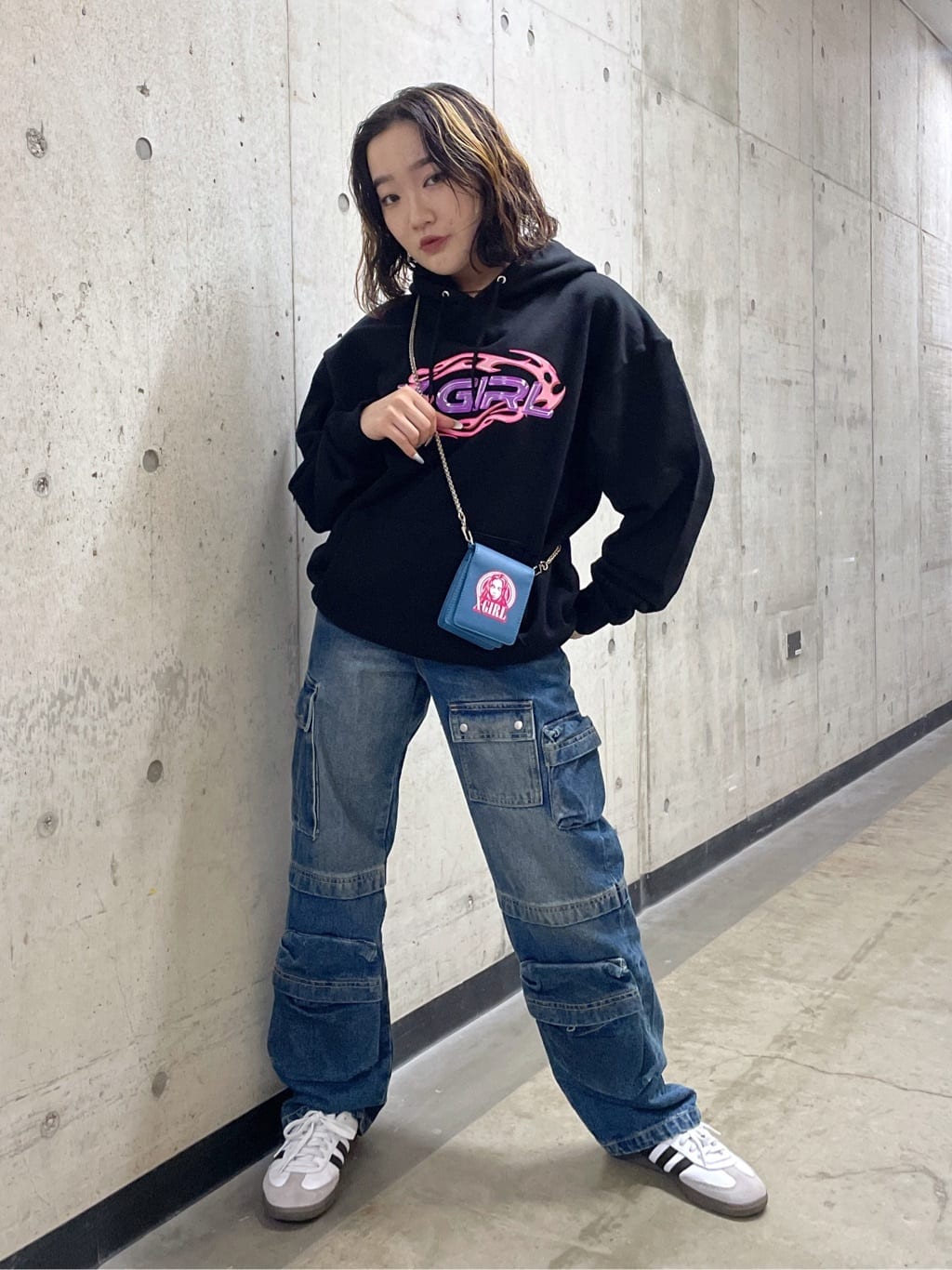 X-girlのTRIBAL OVAL LOGO SWEAT HOODIE パーカー X-girlを使った