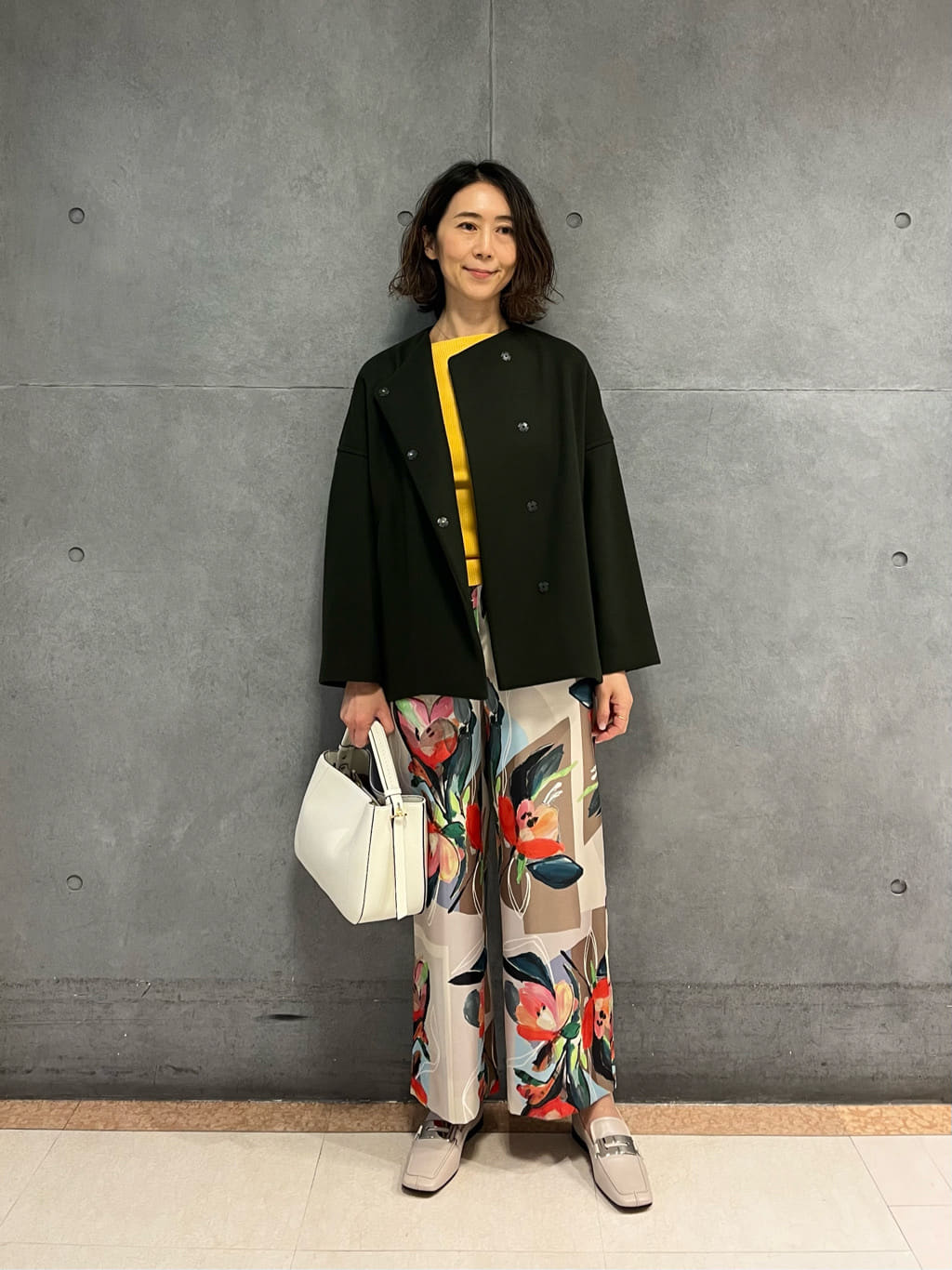 ウールカシミヤメルトン ノーカラーショートコート