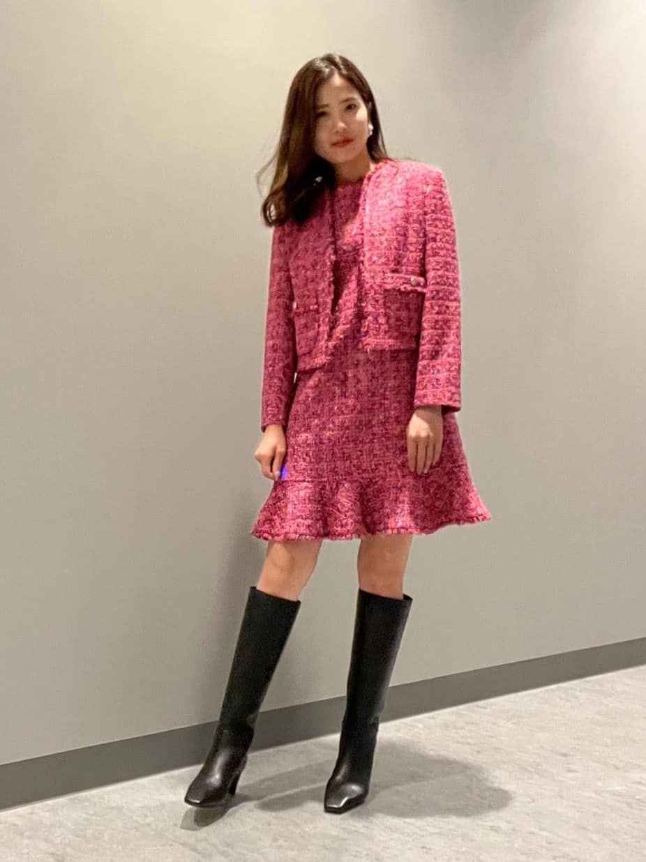 ネオンツイード ノーカラージャケット