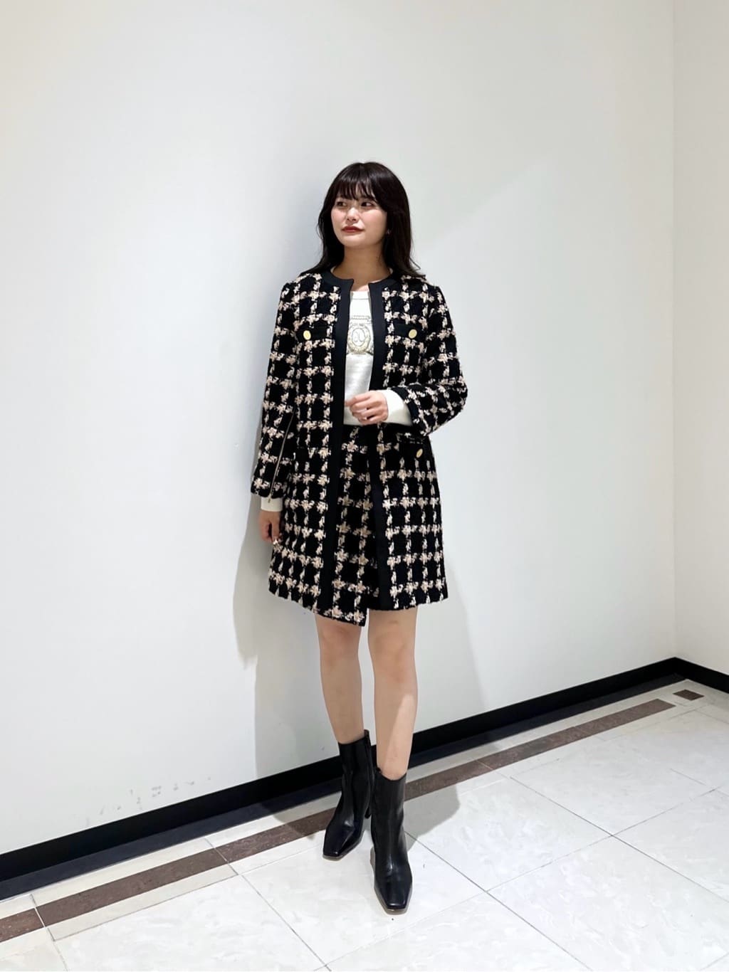 GRACE CONTINENTALのフェザーチェックツイードコートを使ったコーディネート | Rakuten  Fashion(楽天ファッション／旧楽天ブランドアベニュー)3078111