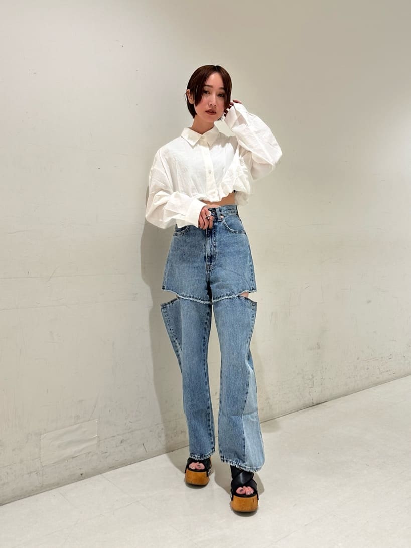 moussyのCUT OUT WIDE STRAIGHTを使ったコーディネート | Rakuten