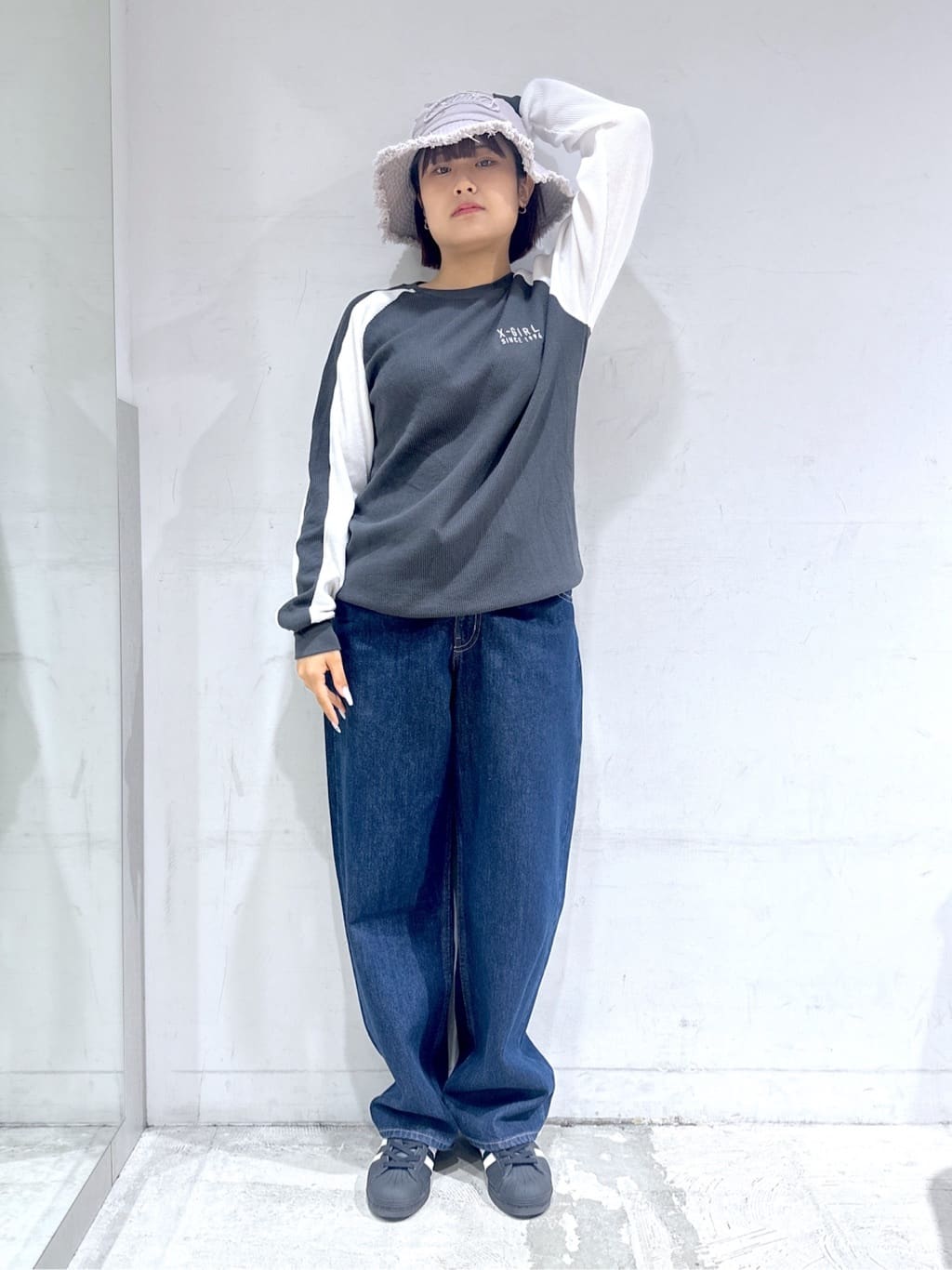 X-girlのBICOLOR THERMAL L/S RAGLAN TEE ロンT X-girlを使った