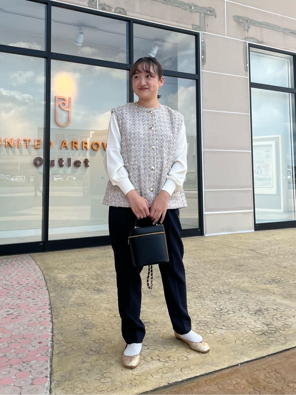 UNITED ARROWS LTD. OUTLETのツイード フリンジ メタルボタンベスト<A