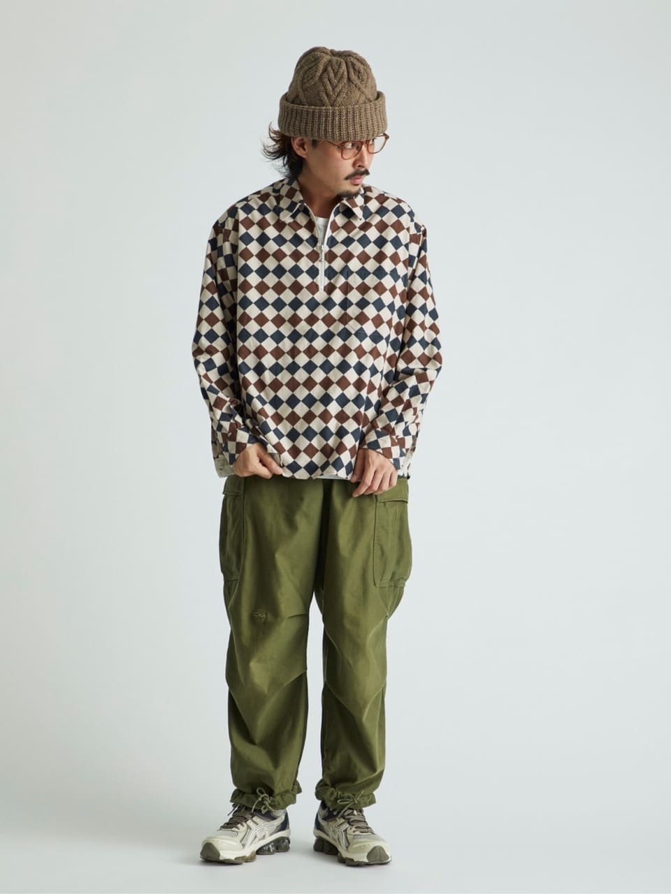 UNITED ARROWS & SONS＞ PRINT/NEL HALF/ZIP SHIRT/シャツ-