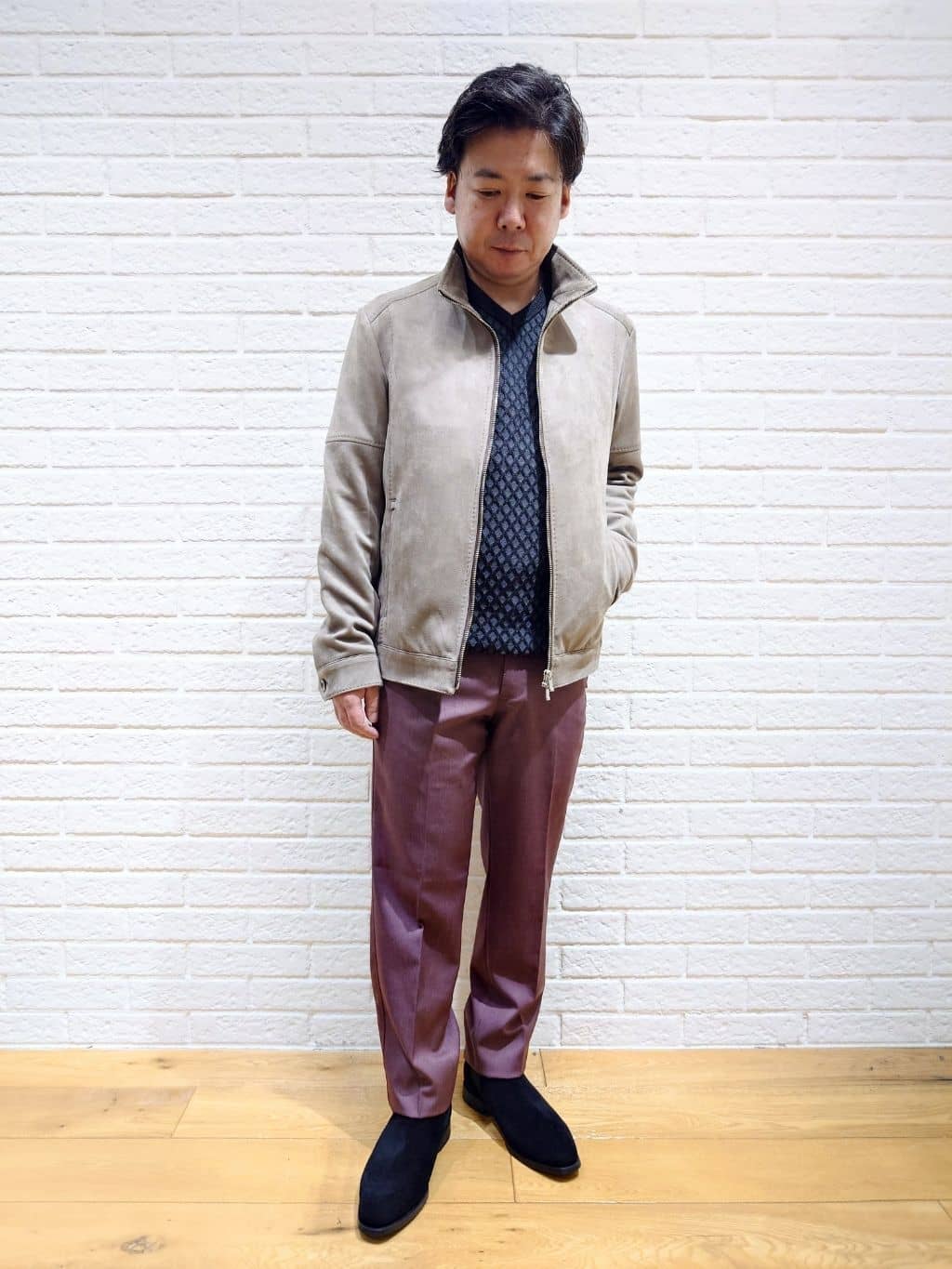 MEN'S BIGIのフェイクスエードダンボールブルゾンを使ったコーディネートを紹介します。｜Rakuten Fashion(楽天ファッション／旧楽天ブランドアベニュー)3219820