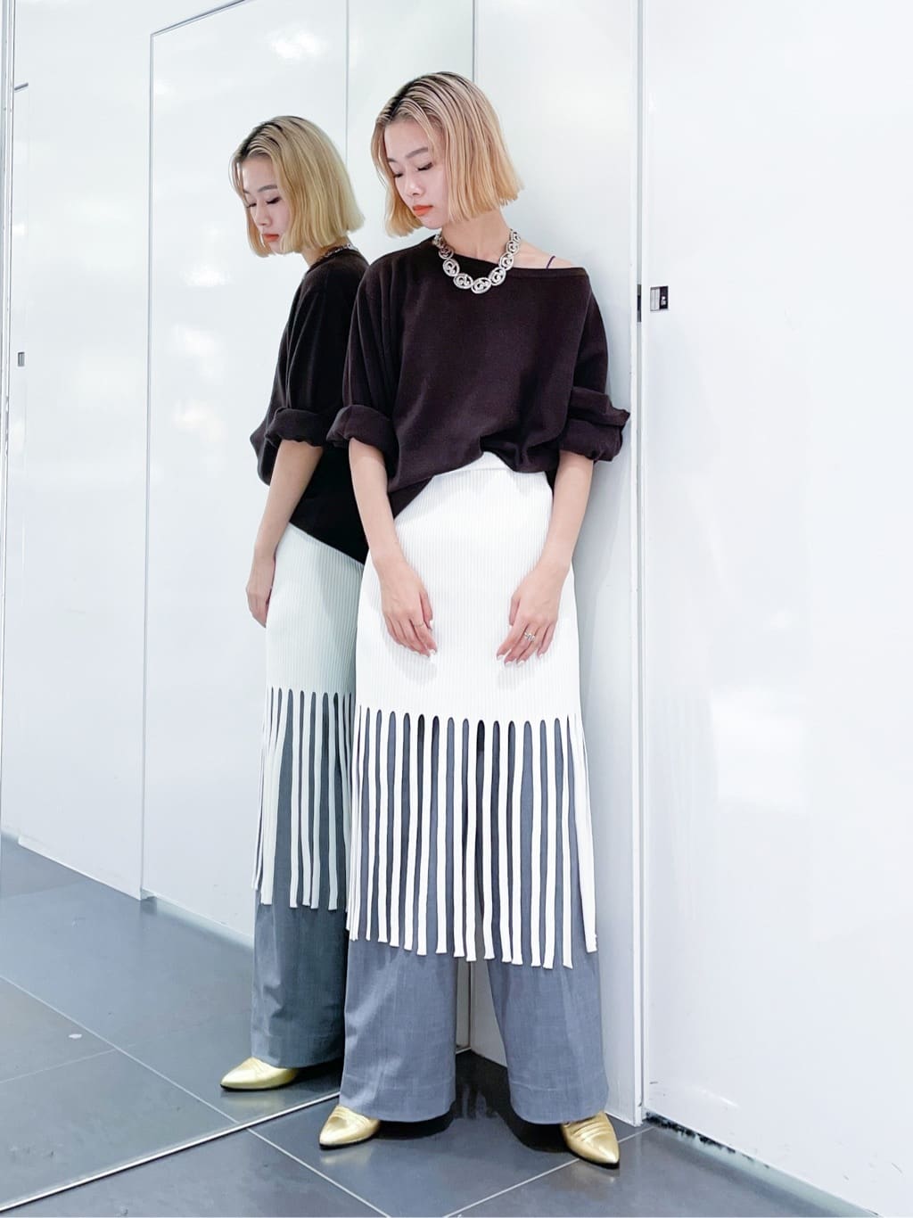 CITYSHOPの《追加》OFF-SHOULDER STRETCH SWEATER:ニットを使った