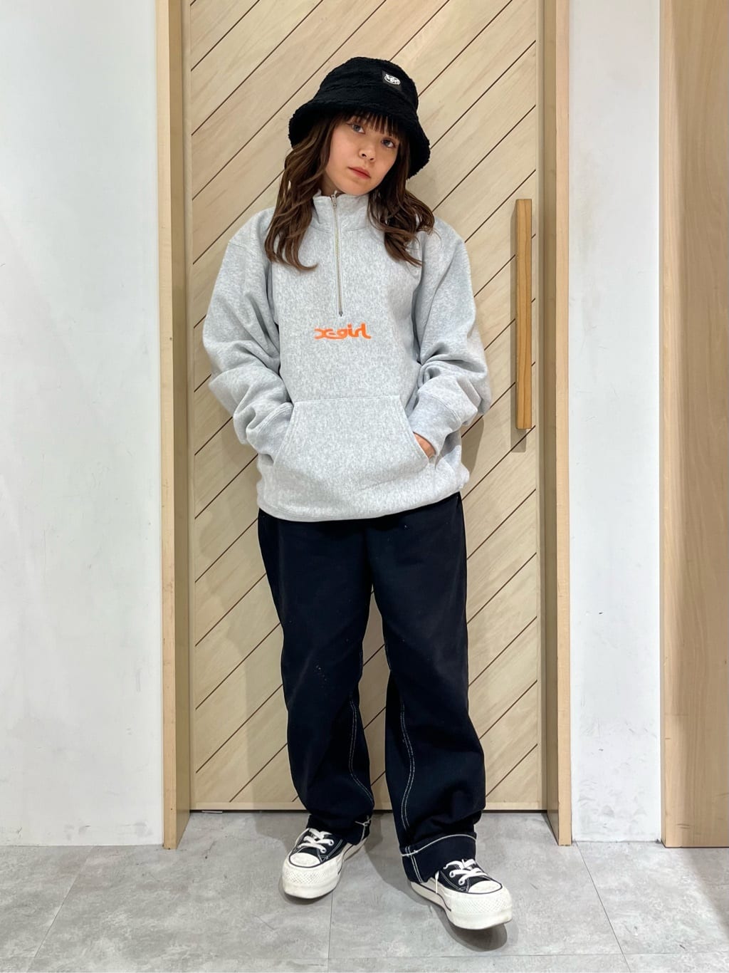 X-girlのX-girl × Champion REVERSE WEAVE R HALF ZIP SWEAT