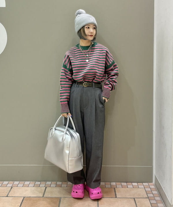 BEAMS WOMENのBEAMS BOY / 7ゲージ ボーダー クルーネック ニット 23FW