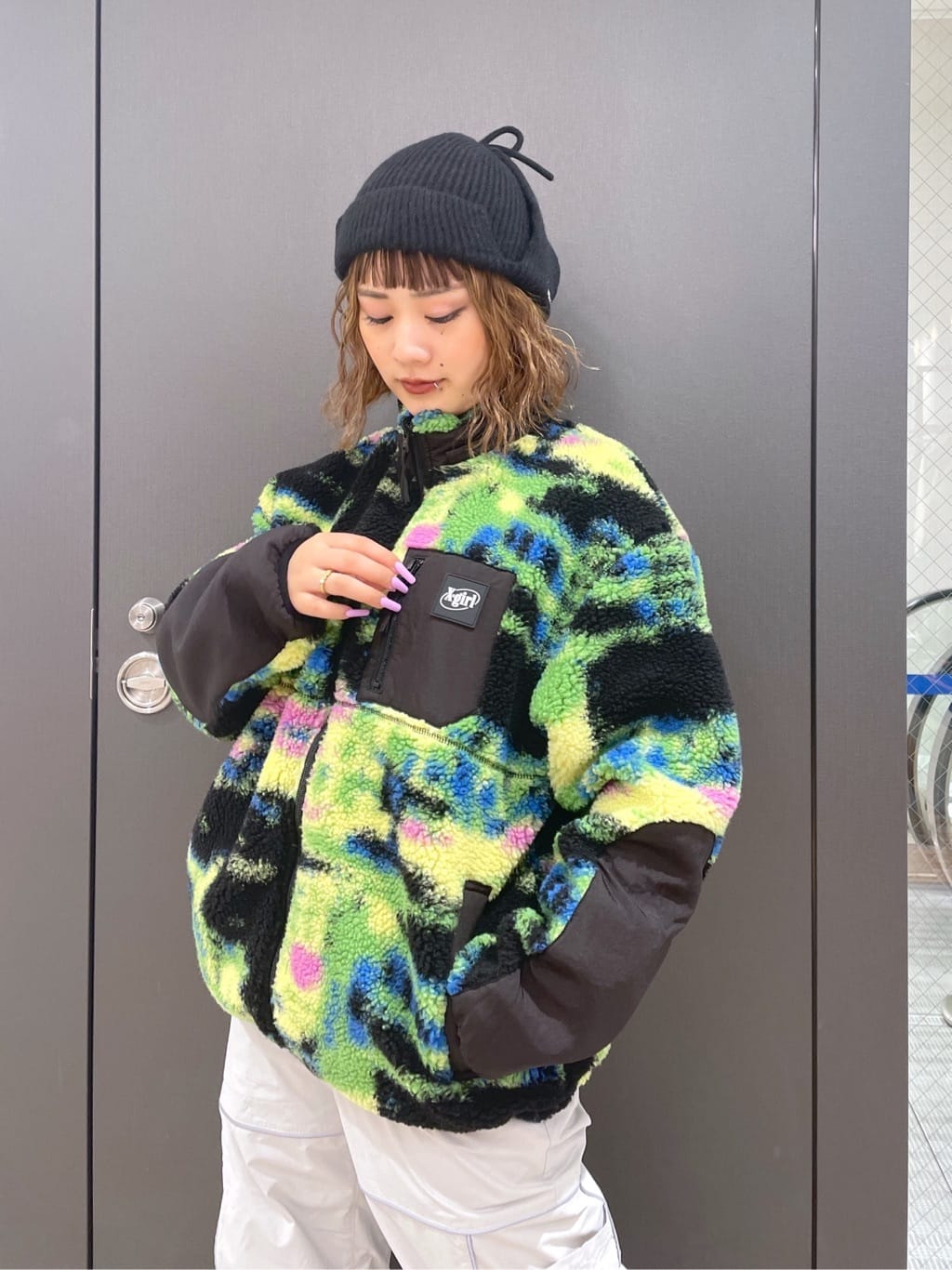 X-girlの2WAY EAR FLAP KNIT CAP 帽子 X-girlを使ったコーディネート